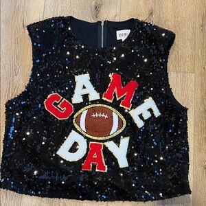 BiBi Black Sequin Game Day Top